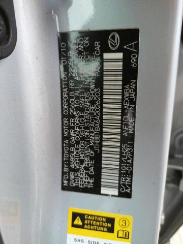 Photo 10 from auction – 2010 LEXUS HS 250H with VIN JTHBB1BA6A2026203