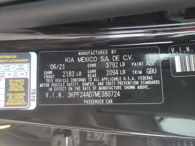 Photo 10 from auction – 2021 KIA FORTE FE with VIN 3KPF24AD7ME380724