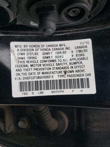 Photo 10 from auction – 2016 HONDA CIVIC LX with VIN 2HGFC2F58GH509213