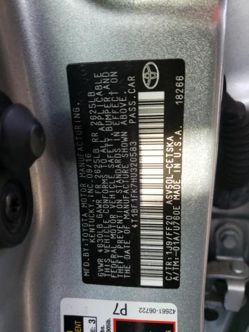 Photo 10 from auction – 2017 TOYOTA CAMRY with VIN 4T1BF1FK7HU320583