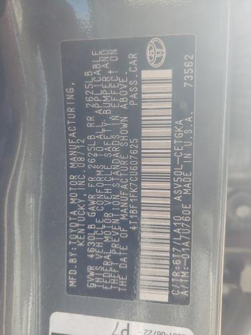 صورة رقم 10 من المزاد - 2012 TOYOTA CAMRY BASE مع VIN 4T1BF1FK7CU607625