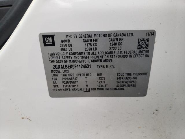 Photo 10 from auction – 2015 CHEVROLET EQUINOX LT with VIN 2GNALBEK9F1124631