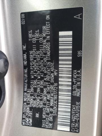 Photo 10 from auction – 2008 TOYOTA SIENNA CE with VIN 5TDZK23C18S177216
