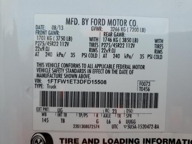 Photo 10 from auction – 2013 FORD F150 SUPER with VIN 1FTFW1ET3DFD15508
