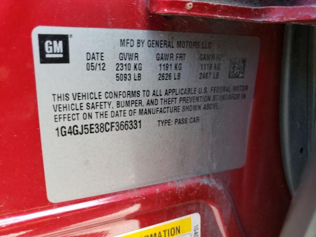 Photo 10 from auction – 2012 BUICK LACROSSE T with VIN 1G4GJ5E38CF366331