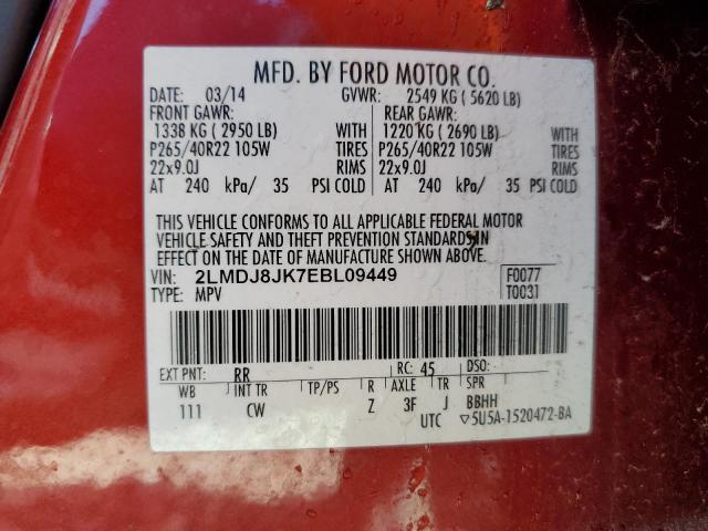 Photo 10 from auction – 2014 LINCOLN MKX with VIN 2LMDJ8JK7EBL09449