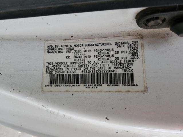 Photo 10 from auction – 2002 TOYOTA TUNDRA with VIN 5TBJN321X2S228349