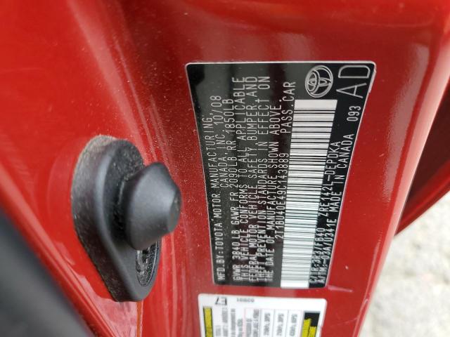 Photo 10 from auction – 2009 TOYOTA COROLLA BA with VIN 2T1BU40E49C143889