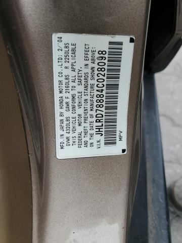 Photo 10 from auction – 2004 HONDA CR-V EX with VIN JHLRD78884C028098