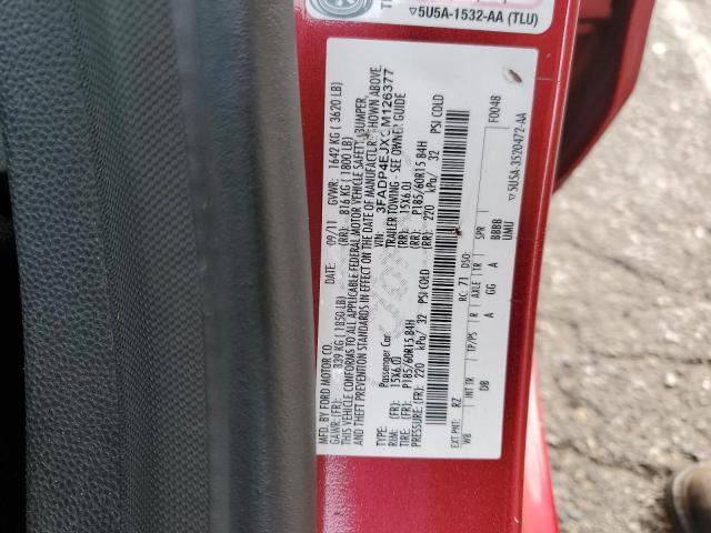 Photo 10 from auction – 2012 FORD FIESTA SE with VIN 3FADP4EJXCM126377