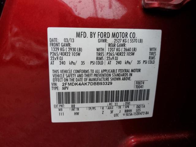 Photo 10 from auction – 2013 FORD EDGE SPORT with VIN 2FMDK4AK7DBB93329