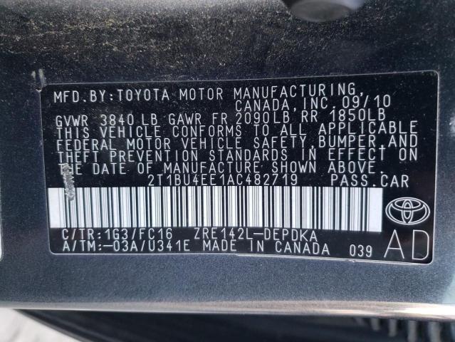 Foto 10 de la subasta – 2010 TOYOTA COROLLA con VIN 2T1BU4EE1AC482719