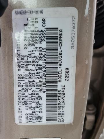 Photo 10 from auction – 2003 TOYOTA CAMRY LE with VIN 4T1BE32K63U169619