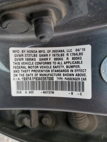 Photo 10 from auction – 2010 HONDA CIVIC EXL with VIN 19XFA1F93AE057000