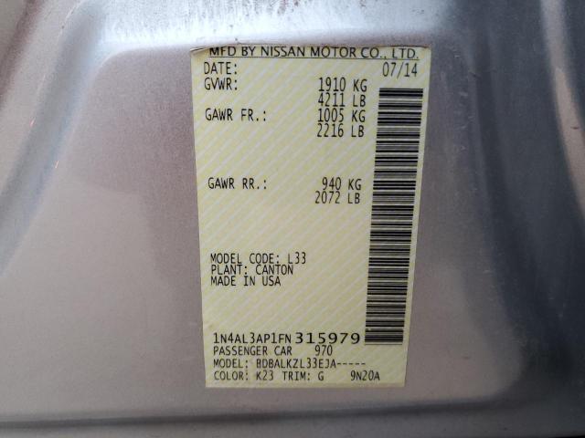 Photo 10 from auction – 2015 NISSAN ALTIMA 2.5 with VIN 1N4AL3AP1FN315979