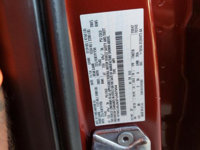 Photo 10 from auction – 2015 FORD ESCAPE TIT with VIN 1FMCU0J93FUA87954