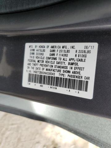 Photo 10 from auction – 2017 HONDA ACCORD EXL with VIN 1HGCT2B80HA006343