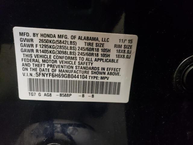 Photo 10 from auction – 2016 HONDA PILOT EXL with VIN 5FNYF6H69GB044104