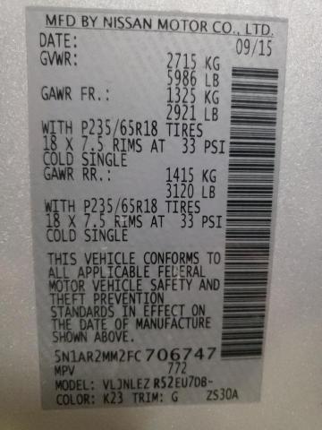 Photo 10 from auction – 2015 NISSAN PATHFINDER with VIN 5N1AR2MM2FC706747