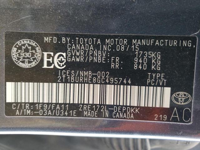 Photo 10 from auction – 2016 TOYOTA COROLLA L with VIN 2T1BURHE8GC495744
