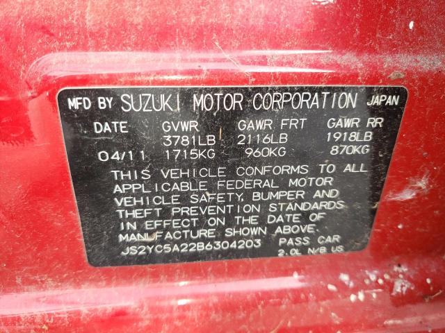 Photo 10 from auction – 2011 SUZUKI SX4 LE with VIN JS2YC5A22B6304203