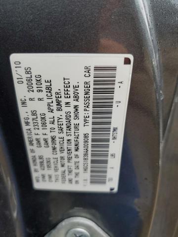 Photo 10 from auction – 2010 HONDA ACCORD LX with VIN 1HGCS1B39AA009085