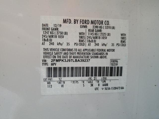 Photo 10 from auction – 2020 FORD EDGE SEL with VIN 2FMPK3J97LBA39237