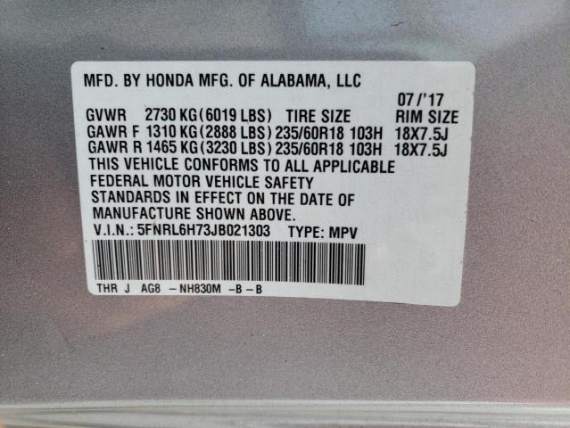 Photo 10 from auction – 2018 HONDA ODYSSEY EX with VIN 5FNRL6H73JB021303