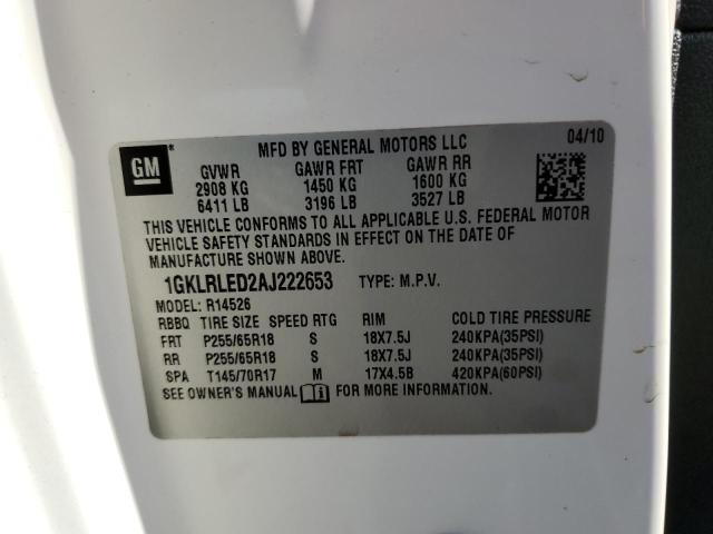 Photo 10 from auction – 2010 GMC ACADIA SLE with VIN 1GKLRLED2AJ222653