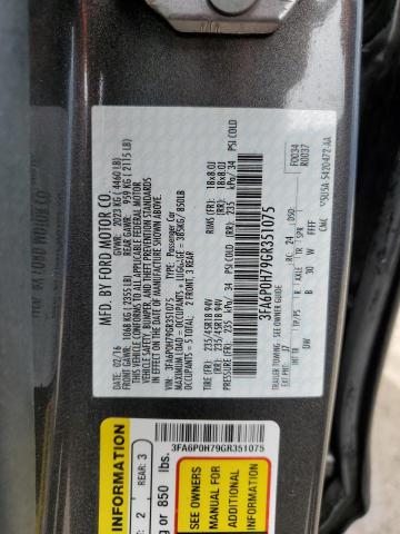 Photo 10 from auction – 2016 FORD FUSION SE with VIN 3FA6P0H79GR351075