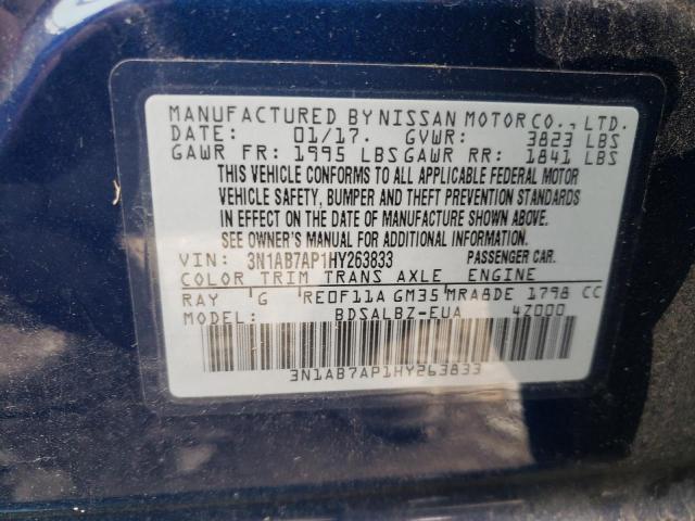 Photo 10 from auction – 2017 NISSAN SENTRA S with VIN 3N1AB7AP1HY263833