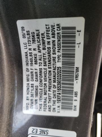 Photo 10 from auction – 2009 HONDA CIVIC LX with VIN 19XFA16539E032025
