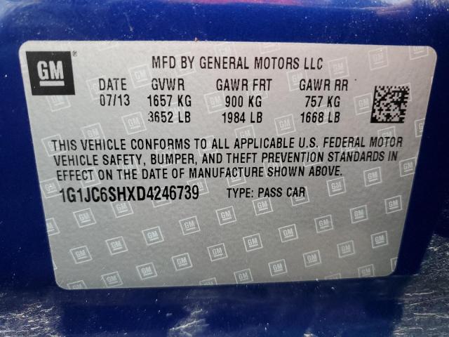 Photo 10 from auction – 2013 CHEVROLET SONIC LT with VIN 1G1JC6SHXD4246739
