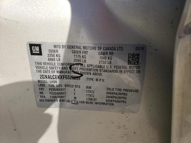 Photo 10 from auction – 2015 CHEVROLET EQUINOX LT with VIN 2GNALCEKXF6329299