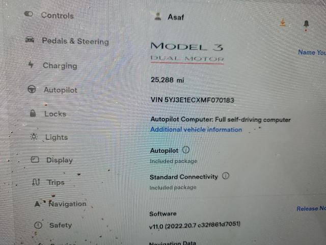 Photo 8 from auction – 2021 TESLA MODEL 3 with VIN 5YJ3E1ECXMF070183