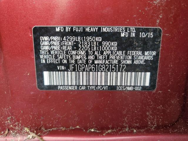 Photo 10 from auction – 2016 SUBARU IMPREZA SP with VIN JF1GPAP61G8215172