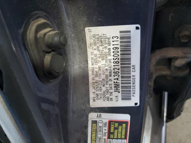 Photo 10 from auction – 2008 HONDA CIVIC HYBR with VIN JHMFA36218S009113