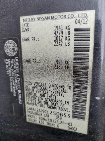 Photo 10 from auction – 2012 NISSAN ALTIMA BAS with VIN 1N4AL2AP9CC250655