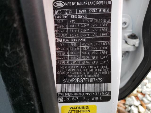 Photo 10 from auction – 2014 LAND ROVER RANGE ROVE with VIN SALVP2BG7EH874791
