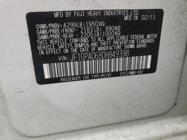 Photo 10 from auction – 2013 SUBARU IMPREZA PR with VIN JF1GPAD68DH849398