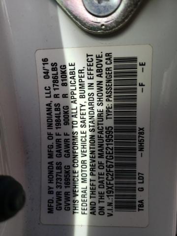 Photo 10 from auction – 2016 HONDA CIVIC LX with VIN 19XFC2F67GE219595