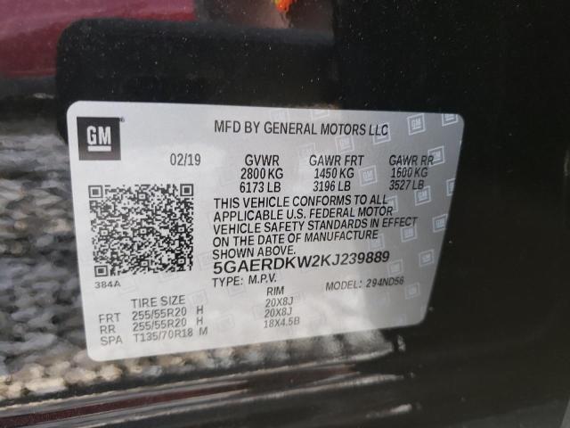 Photo 10 from auction – 2019 BUICK ENCLAVE AV with VIN 5GAERDKW2KJ239889