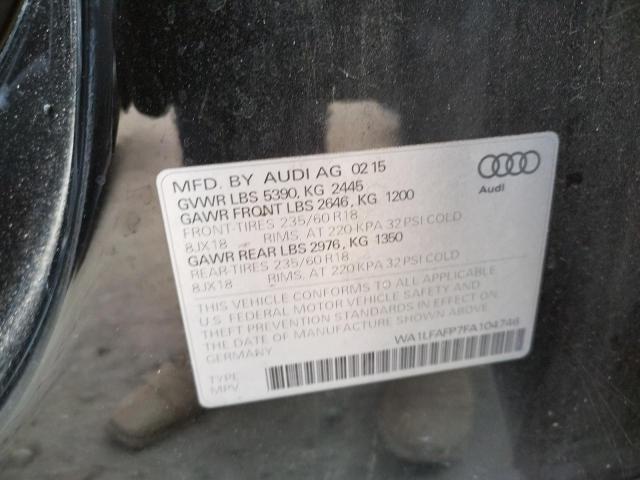Photo 10 from auction – 2015 AUDI Q5 PREMIUM with VIN WA1LFAFP7FA104746