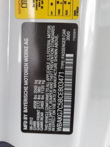 Photo 10 from auction – 2012 BMW 335 I with VIN WBAKG7C58CE803471