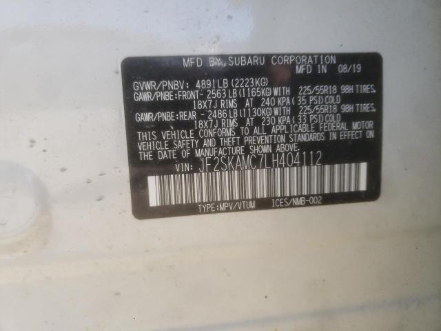 Photo 10 from auction – 2020 SUBARU FORESTER S with VIN JF2SKAMC7LH404112