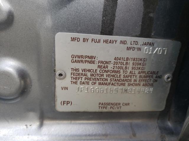 Photo 10 from auction – 2007 SUBARU IMPREZA 2. with VIN JF1GG61657H814484