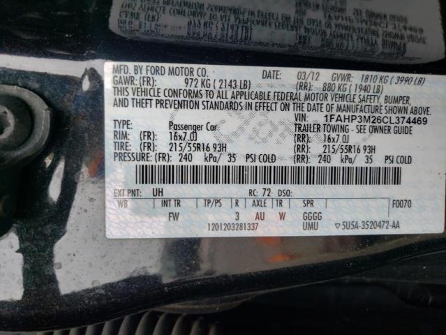 Photo 10 from auction – 2012 FORD FOCUS SEL with VIN 1FAHP3M26CL374469