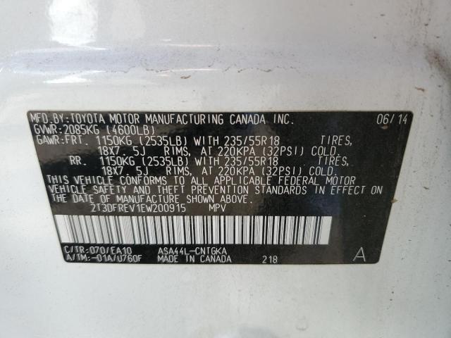 Zdjęcie 10 z aukcji – 2014 TOYOTA RAV4 LIMIT z VIN 2T3DFREV1EW200915