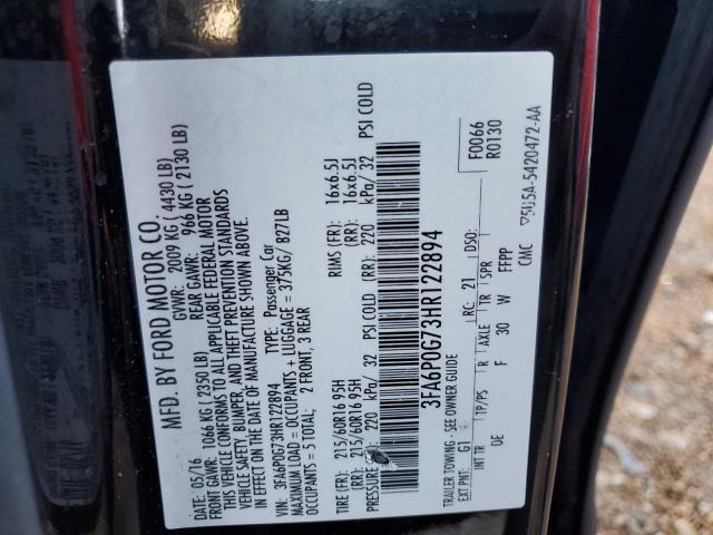 Photo 10 from auction – 2017 FORD FUSION S with VIN 3FA6P0G73HR122894