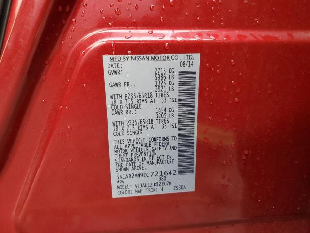 Photo 10 from auction – 2014 NISSAN PATHFINDER with VIN 5N1AR2MN9EC721642